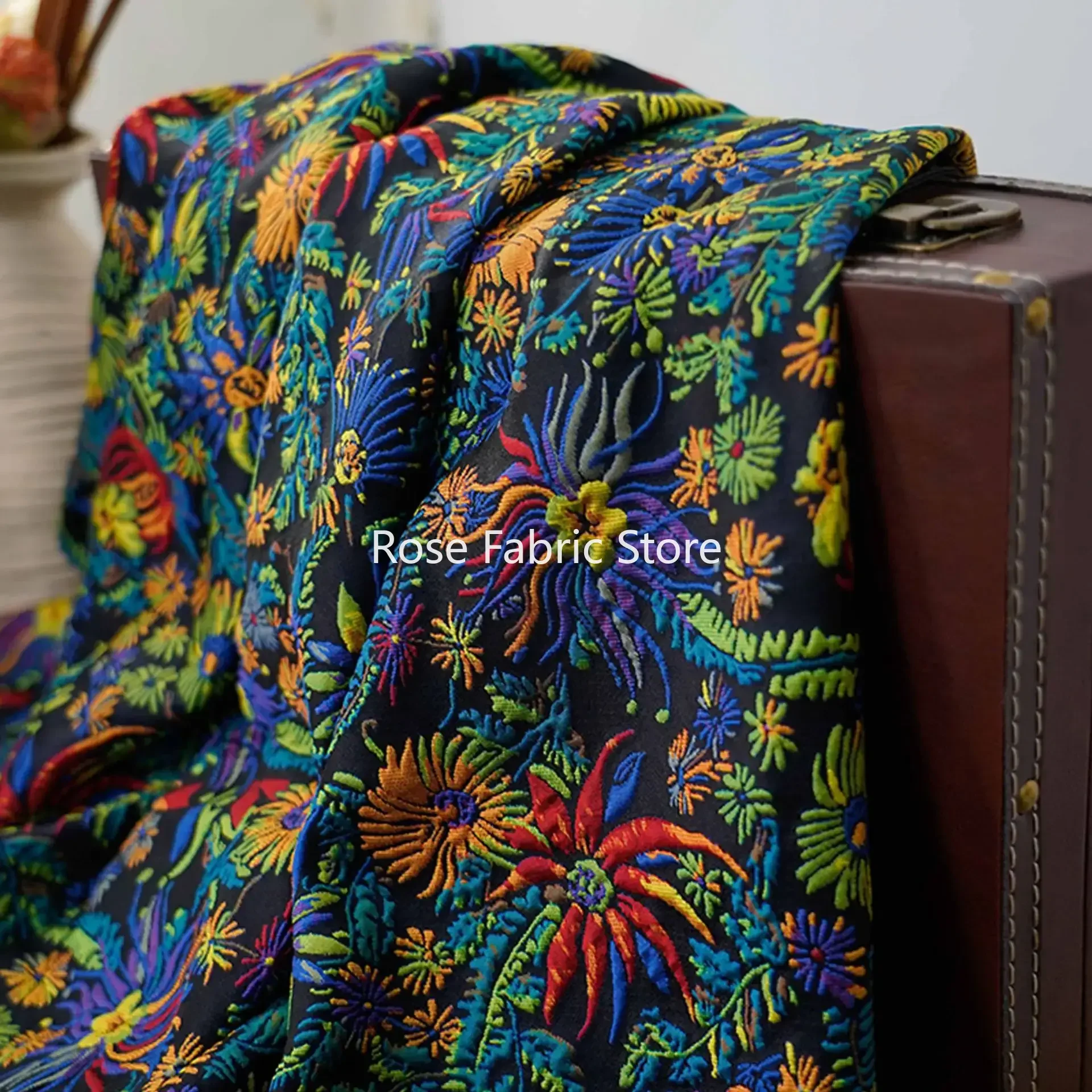 

1-метровая модная рельефная цветочная жаккардовая ткань, женский костюм, сумка, декоративная швейная ткань