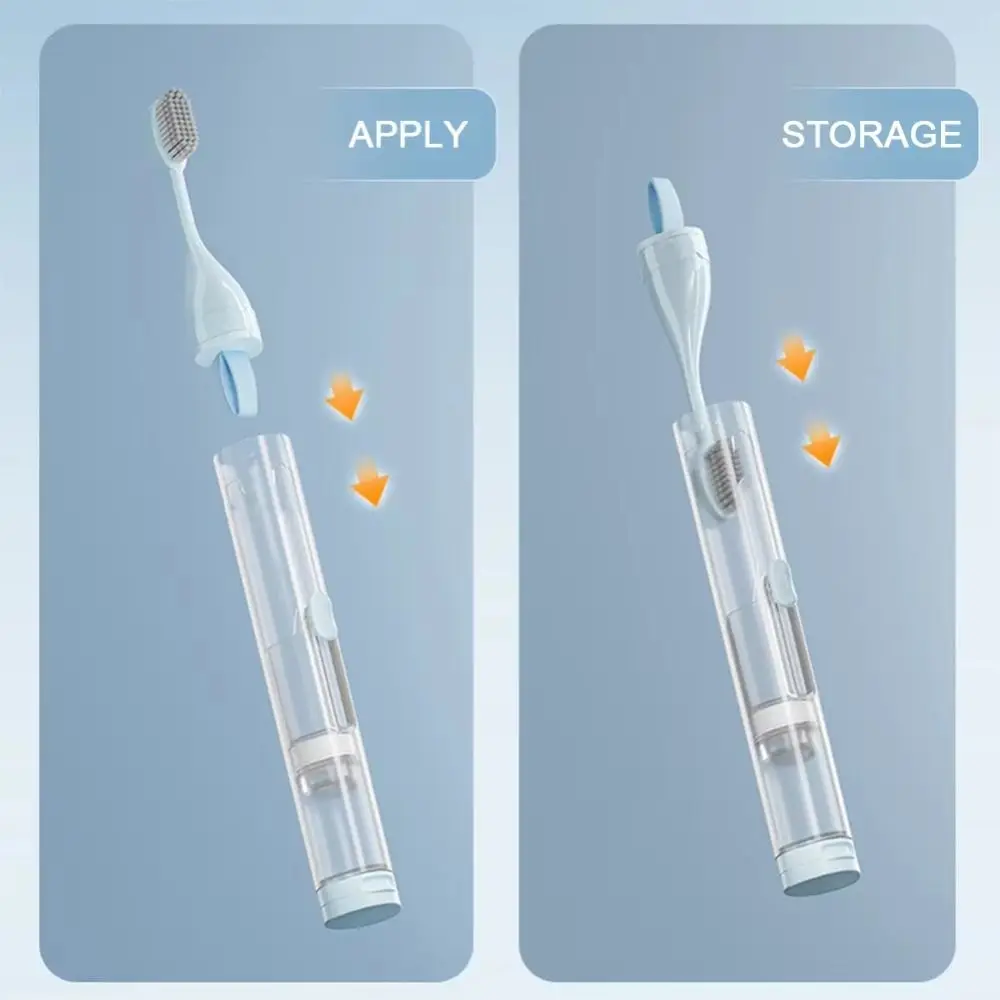 3-IN-1 Travel Toothbrush Set Foldable Portable Toothpaste Dispenser Mini Integrated Toothpaste Tube Storage Box