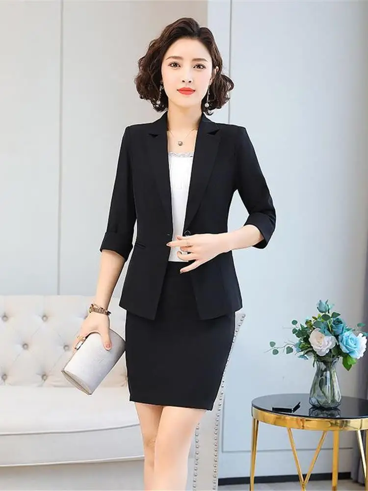 بدلة Bla ort Sve Jaet للسيدات لربيع وصيف العمل الجديد orm Ele Seven-Five Sve قميص رسمي Cleanfit Sle #3