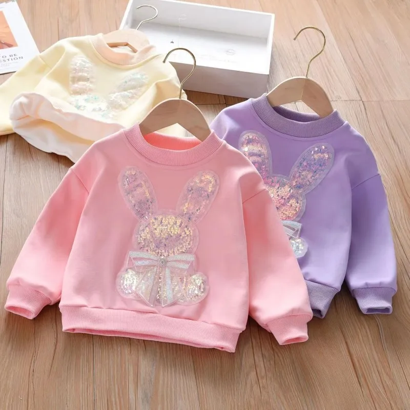 

Girls Sweater Spring and Autumn Fashion Children's Cotton Casual Thin Sweater Girls' Baby Sequin Outerwear Top 3-8Y