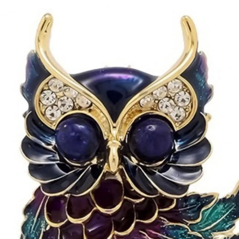 Collar Brooch Women Brooch Enamel Owl Pin Colored Painting Lapel Badge Smooth Edges Scarf Accessory for Clothing Bags Smooth