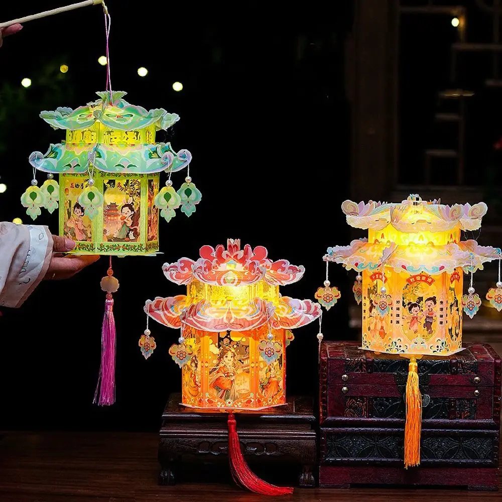 

Chinese Style Mid-Autumn Festival Lantern Glowing PVC Bunny Lantern Kit Blessing Words Handmade Luminous Lantern New Year