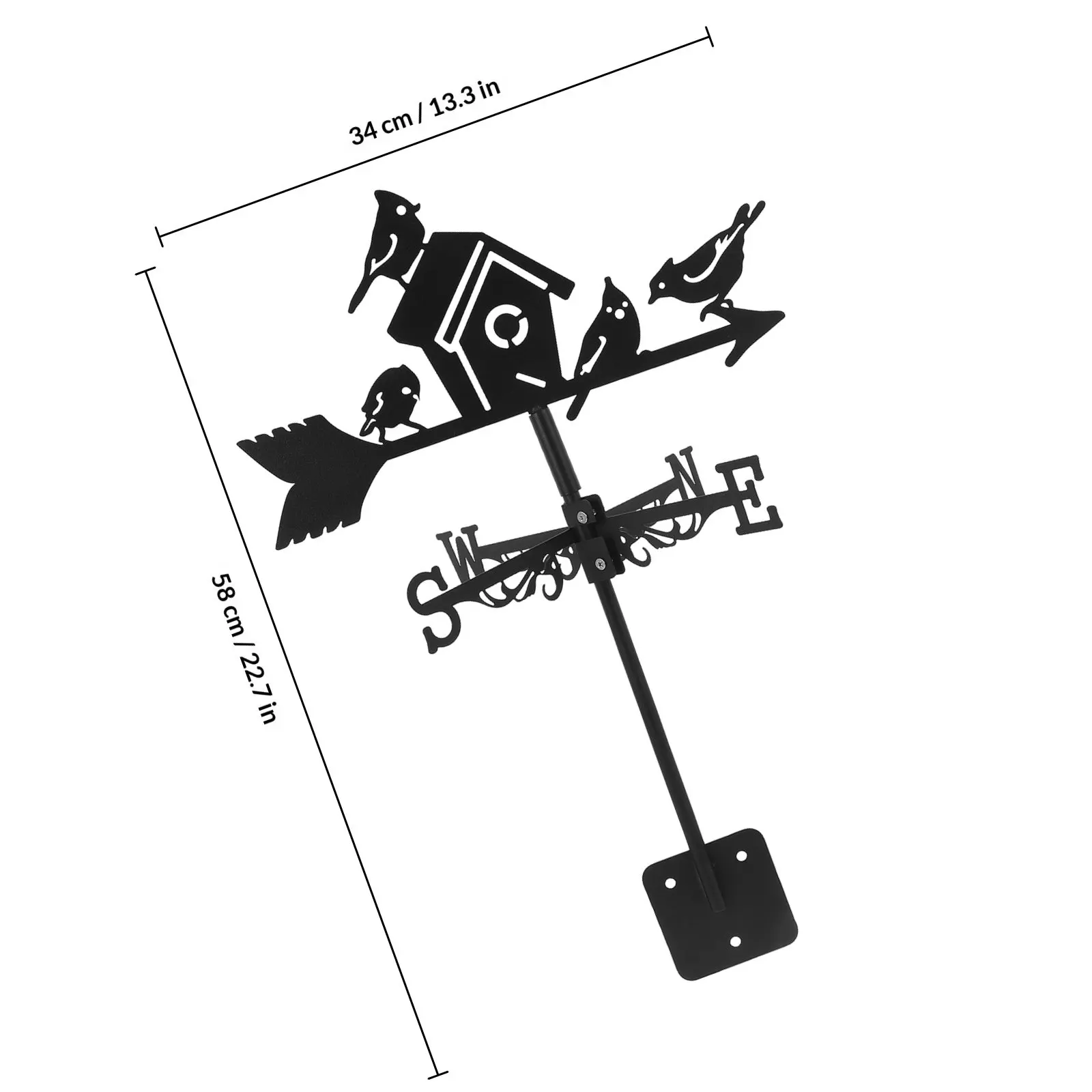 Metal Birdhouse Weathervane Iron Wind Vane for Garden Yard Roof Mount Wind Direction Indicator Outdoor Decor Weather Vane Tool view 5