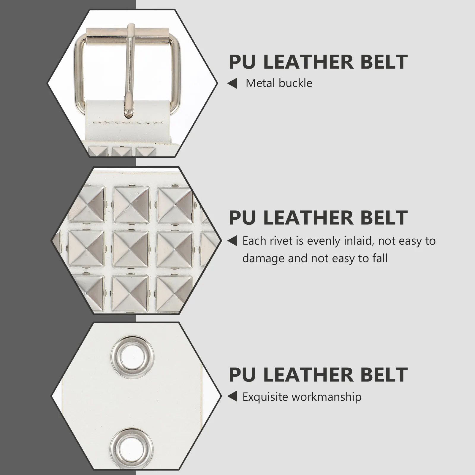 

1Pcs Durable Rivet Belt PU Fashionable Decorative Waistband Practical for Daily Party Holiday Banquet Use Chic Cool Belt