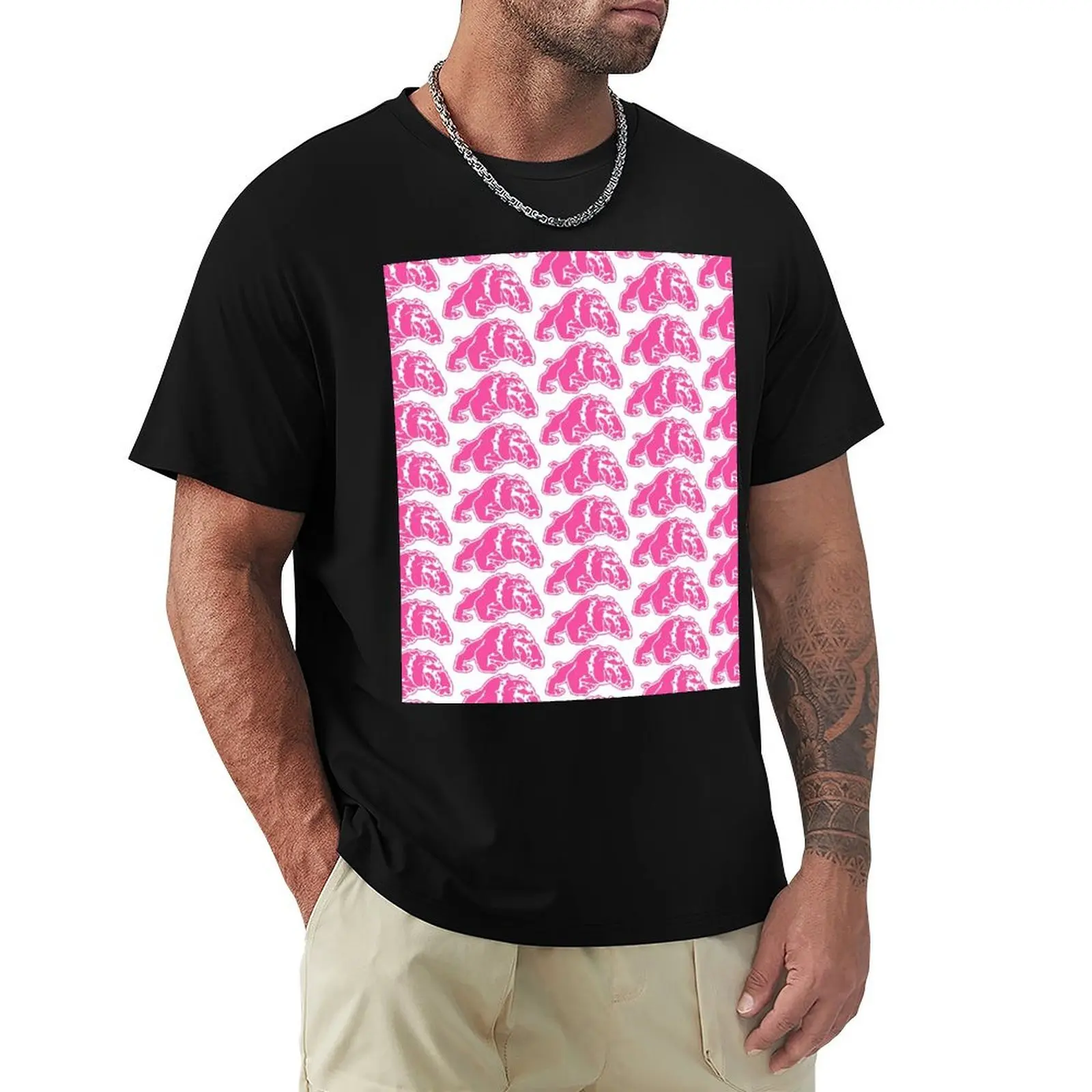 

Pink Bulldog T-Shirt Streetwear Print Tee Shirt