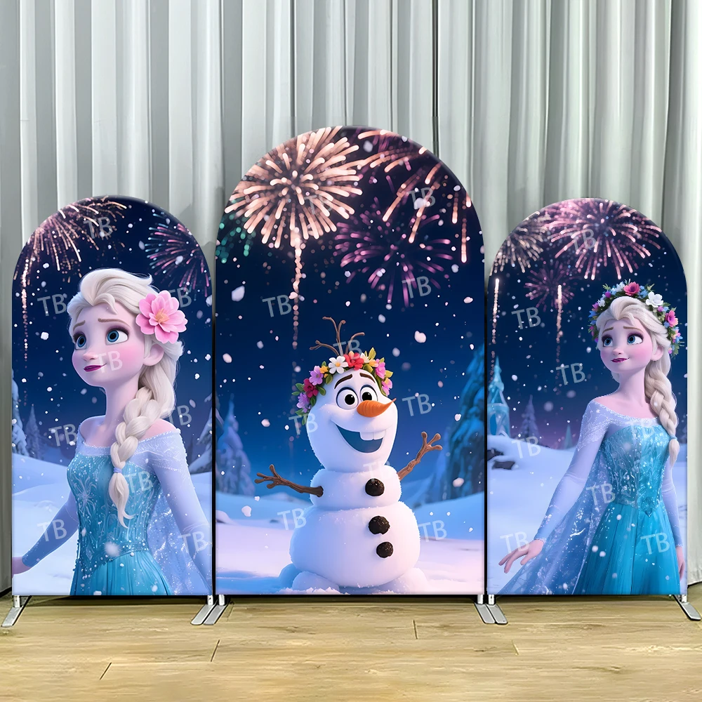 

Disney Frozen Princess Elsa Arch Backdrop Cover for Girls Birthday Party Decor Photograph Background Wall Baby Shower Supplies