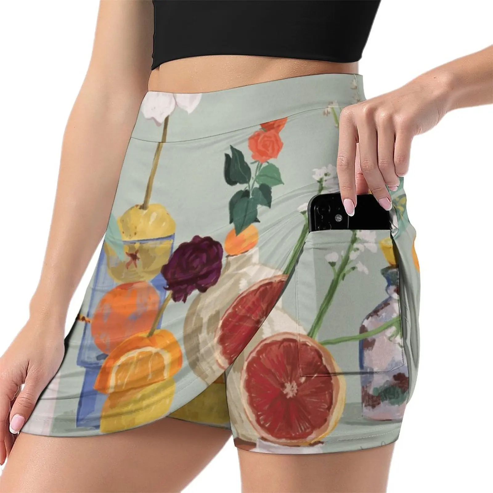 Still Life with Citrus and Flowers Mini Skirt short skirt skorts for women novelty in clothes