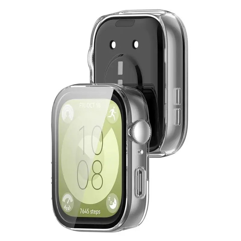 กระจก + เคสสำหรับนาฬิกา Huawei เคสป้องกันหน้าจอ3ชิ้นแบบแข็งกันกระแทก PC เคสนาฬิกากระจกนิรภัยสำหรับ Huawei Watch Fit 3