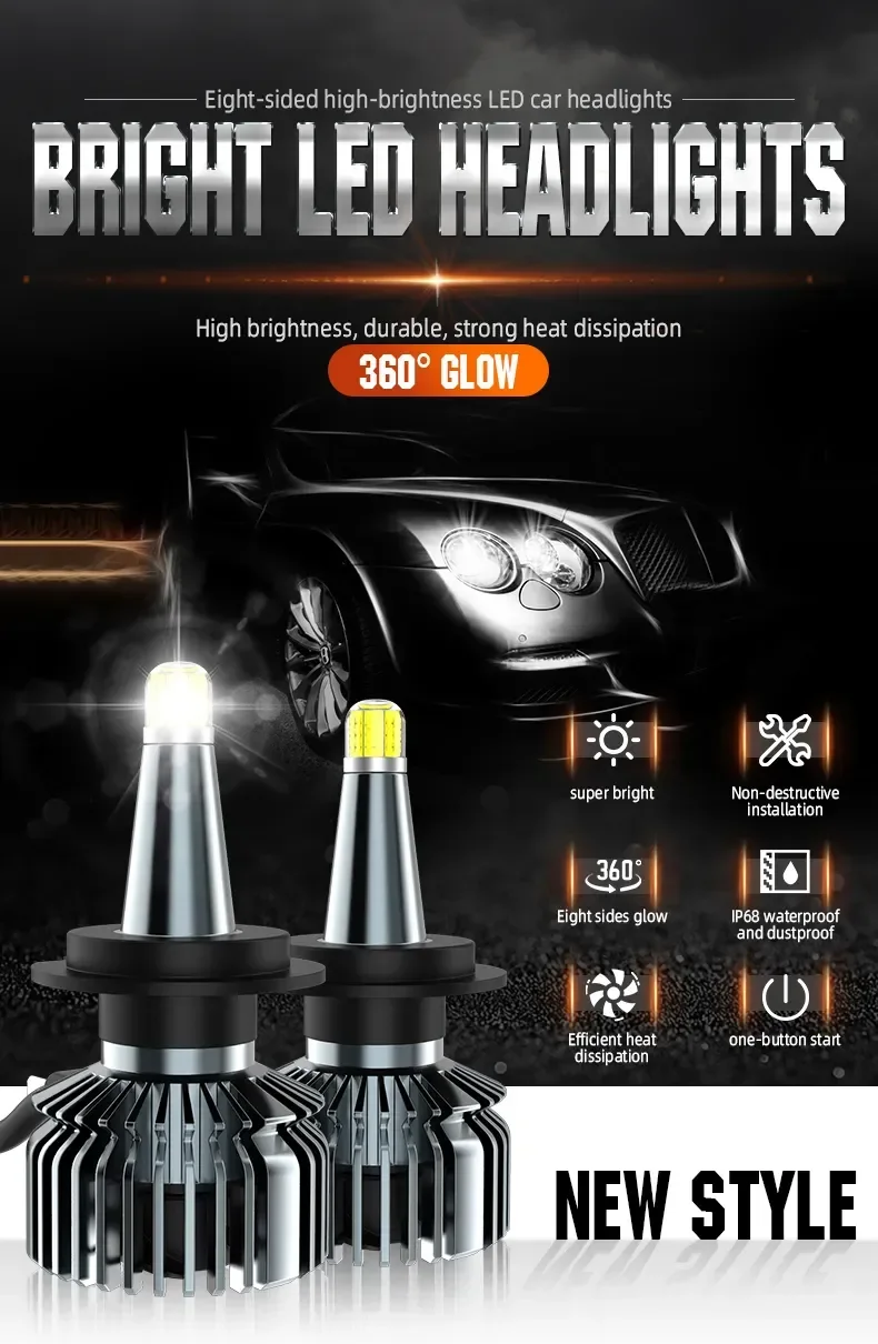 PANDUK Canbus Auto-Scheinwerfer H4 LED H1 Birne 9200000LM 6400W 360 H7 HB3 HB4 9012 HIR2 D1S D2S H11 9006 9005 Nebelscheinwerfer 6000K 12V – Detail 11