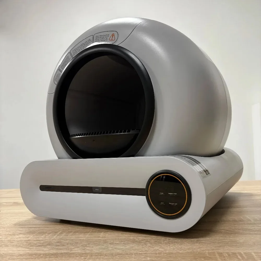 

New Color Grey Smart Cat Litter Box With Wifi Odor Control 65L Large Space Self-Cleaning Automatic Cat Toilet