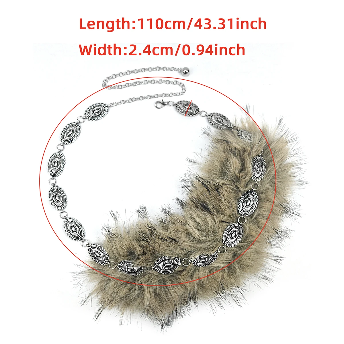 An oval-shaped carved metal chain belt dress with a y2k design sense, featuring a plush waist chain, adorns a hot girl