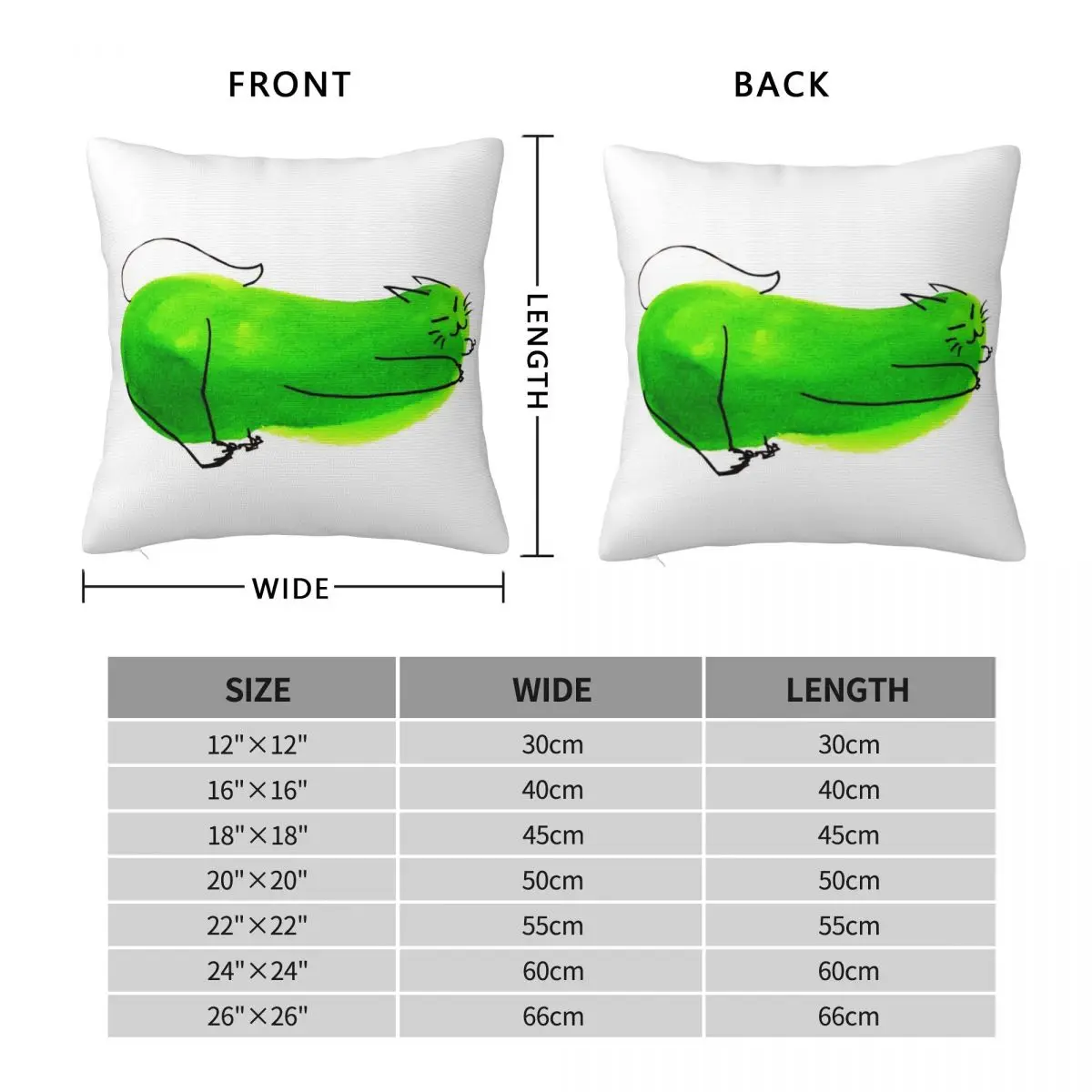 Pickle Cat Pillowcase Polyester Linen Velvet Creative Zip Decor Home Cushion Cover