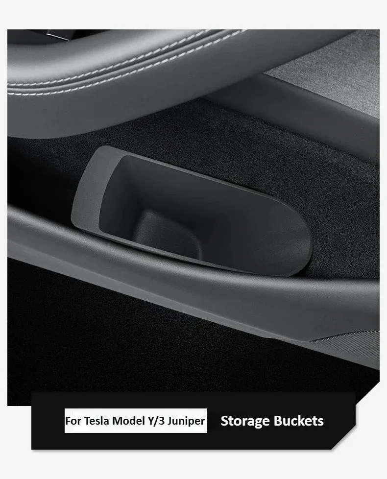 Für Tesla Model Y/YL Juniper 2026 Auto-Türabfalleimer TPE Türseiten-Aufbewahrungsorganizer Handschuhfach Model 3 Highland Auto-Zubehör – Detail 3