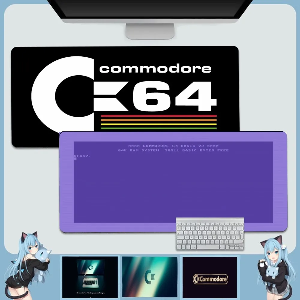 C-Commodore 64 Animation Office Computer Desk Mat Table Keyboard Big Mouse Pad Laptop Cushion Non-slip for PC Mouse Carpet