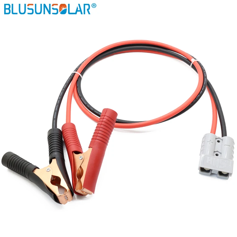 1m 2m 4mm2 Red Black Solar Cable with Battery DC Power Connector 50A 600V and Alligator Clip Connect Portable for Solar Panel