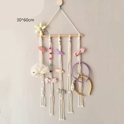 Hair Bow Holder Hanging Hair Clips Hanger Headband Storage Organizer Boho Wall Decor Bow Organizer for Baby Girls Room, Ivory