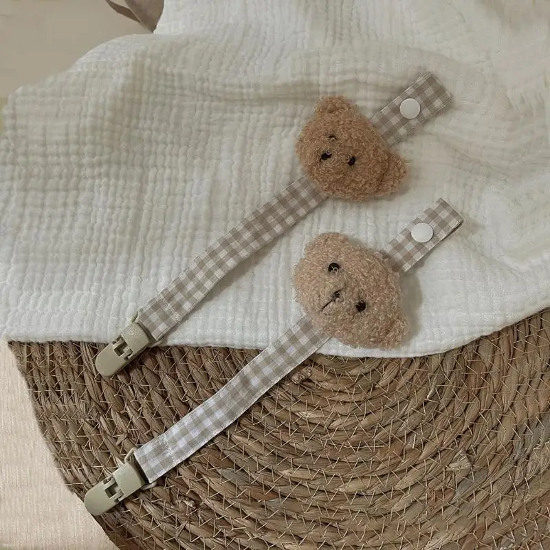 Cute Bear Baby Pacifier Clip Chain Dummy Holder Soother Pacifier Clips Strap Nipple Holder Infant Feeding Babies Accessories