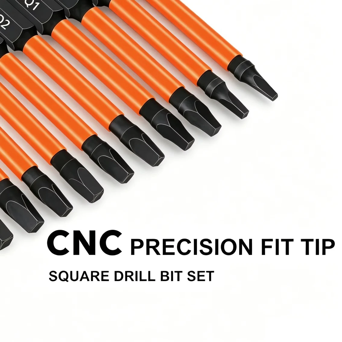Picture 4: 12-Pack Square Drive Bits S2 Alloy Steel Square Bit Set Magnetic Heads Square Head Screwdriver Sizes #0, 1, 2, 3, and #4