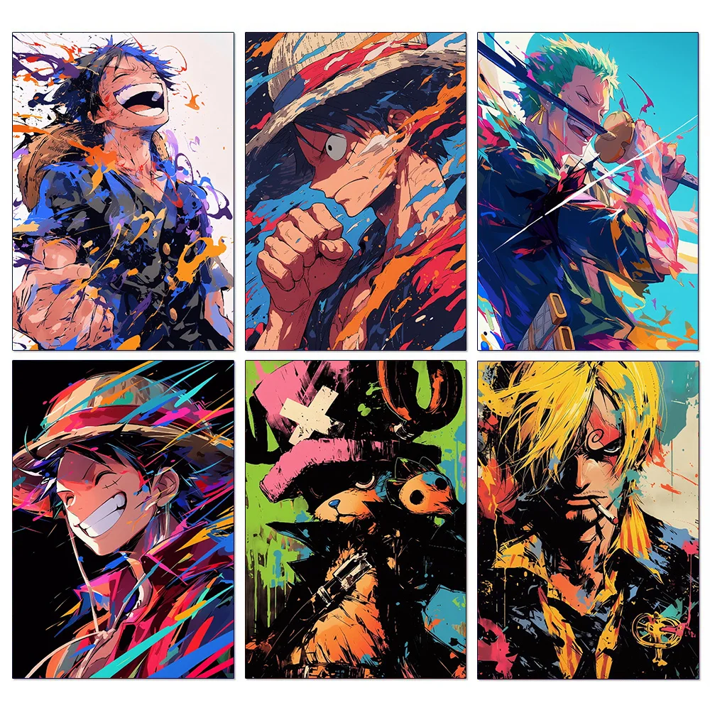 Image of Anime Diamantmalerei One Piece Luffy Voll-Diamant-Mosaik-Stickerei für Wohnzimmer-Dekoration Cartoon Wandkunst Bild Gemälde