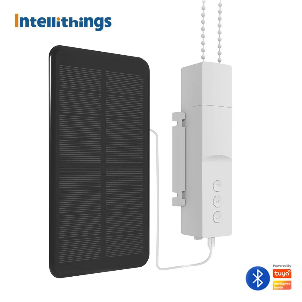 

Intellithings Tuya BLE Smart Rechargeable Roller Shade Driver with Solar Panel Electric Blinds Motor Alexa Google Home Control