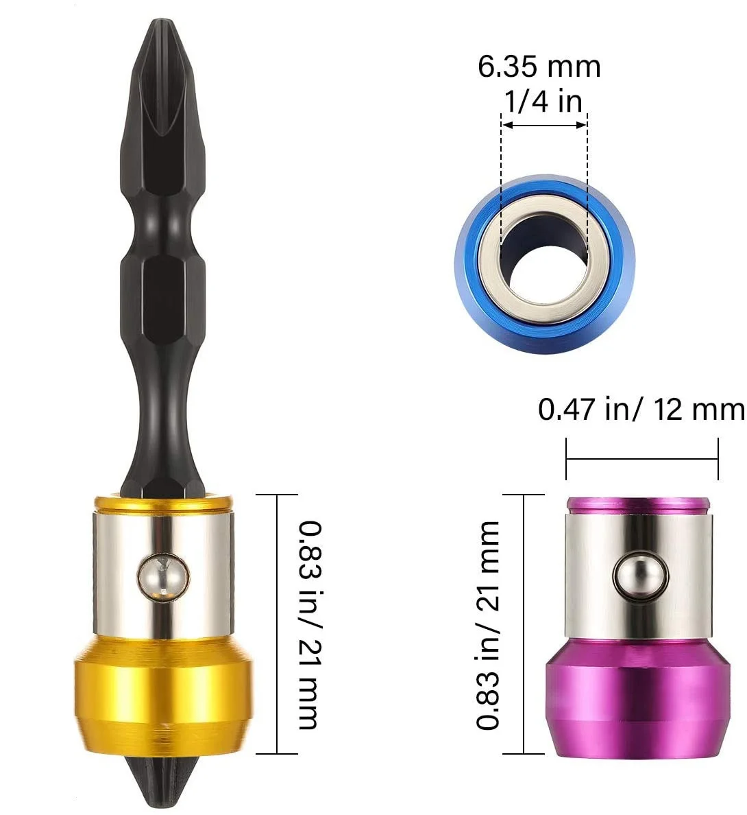 STONEGO Magnetic Bit Holder with Strong Magnetizer - Magnetic Ring for Hex Screwdriver Bit