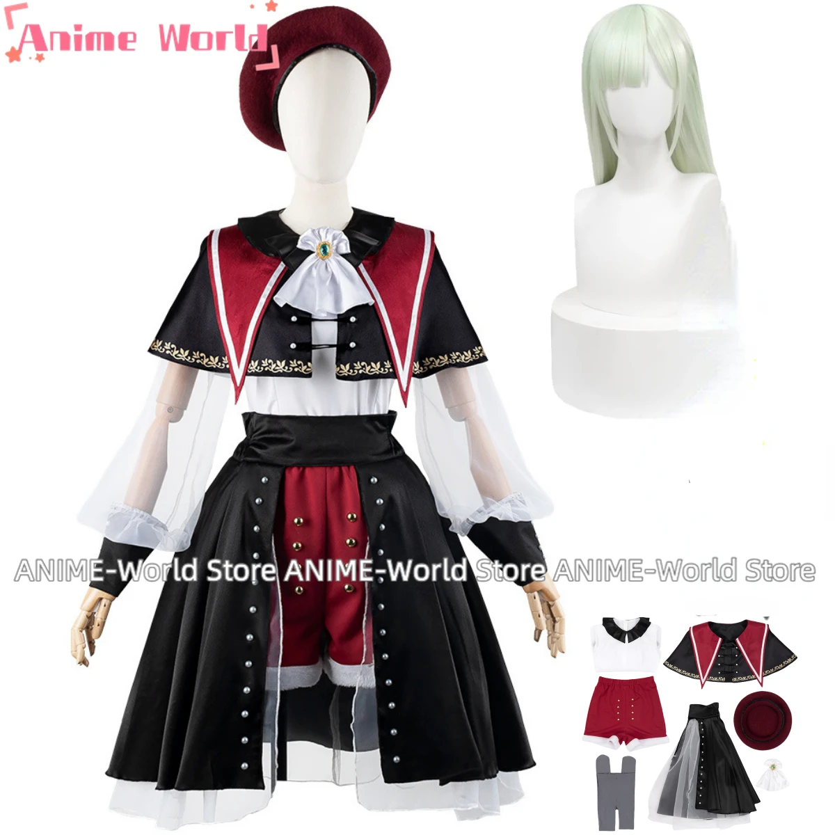 Anime BanG Dream! It's MyGO!!!!! Mutsumi Wakaba Cosplay Costume Ave Mujica Wig Black Red Cloak Lolita Woman Lovely Party Suit