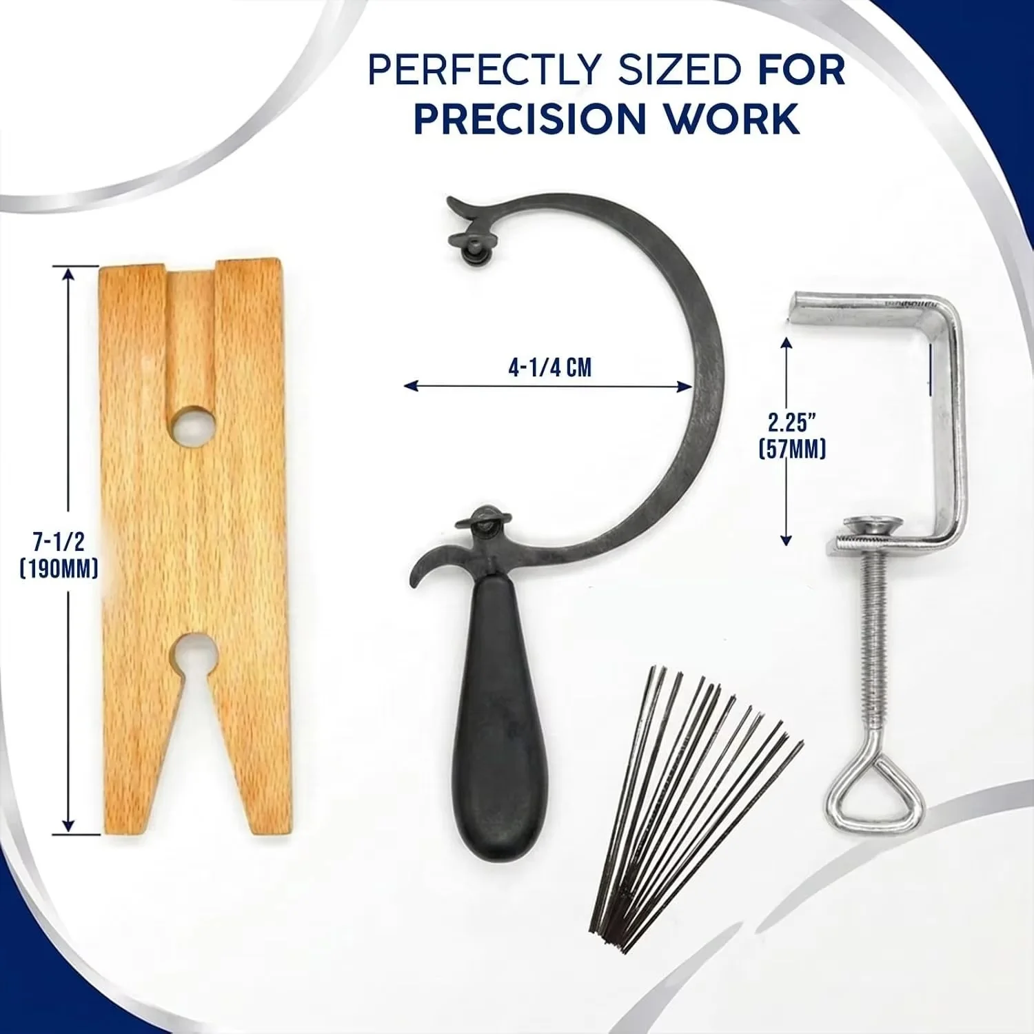 Jeweler's Saw Frame Set with Adjustable Curved Saw Frame,144 Assorted Blades,Wooden Bench Pin and Metal Clamp for Jewelry Making