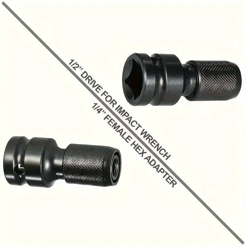 1pc Impact Wrench to Drill Adapter 1/2 to 1/4 Hex Converter Socket Extension Bit Holder for Electric Wrench and Power Tools