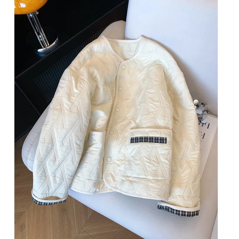 2025 New Light Ripe Loose Apricot Colored Cotton Coat Cotton Clothing Women's Autumn and Winter Loose Versatile Jacket Thin Coat