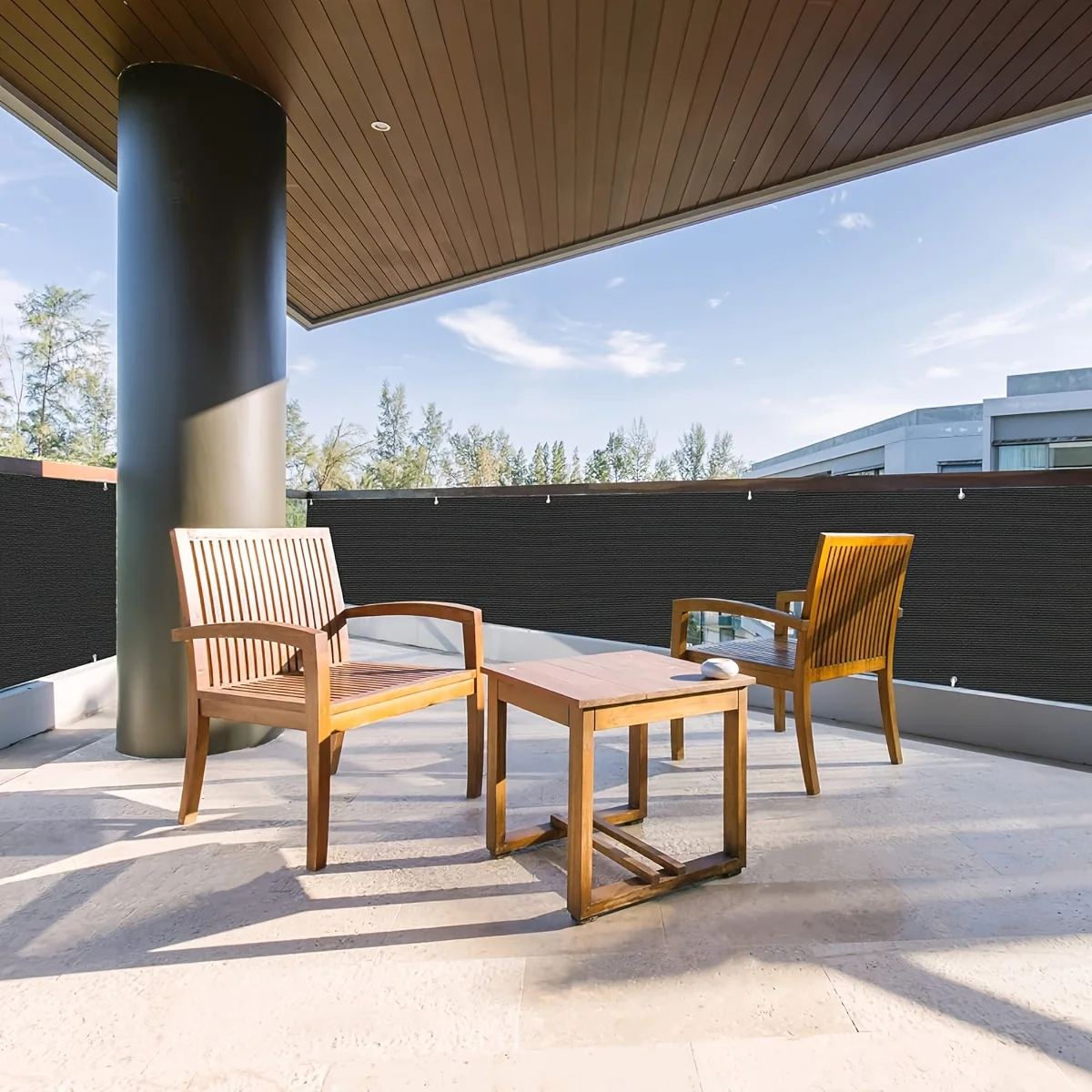 The Wooden Floor Sunshade Net on the Open-Air Platform Protects the Wooden Platform and Deck from Fading and Deforming Due to Direct Sunlight