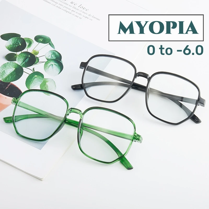 

Female Fashion Large Frame Near Sight Glasses Polygonal Myopic Eyeglass Blue Light Blocking Eye Protection Short Sight Glasse