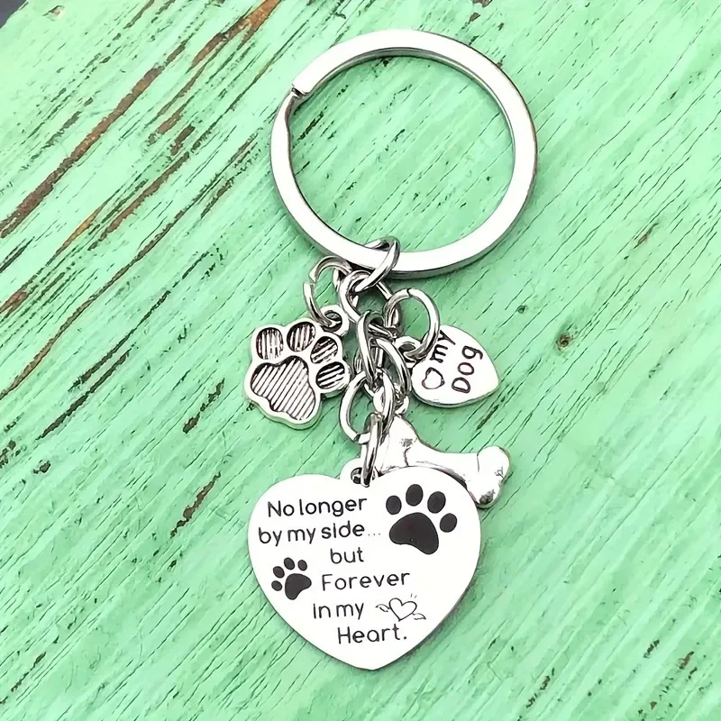 New Pet Dog Stainless Steel Keychain, Engraved Dog Tag, Commemorative Keychain Accessory, Bag Pendant Decoration Keyring