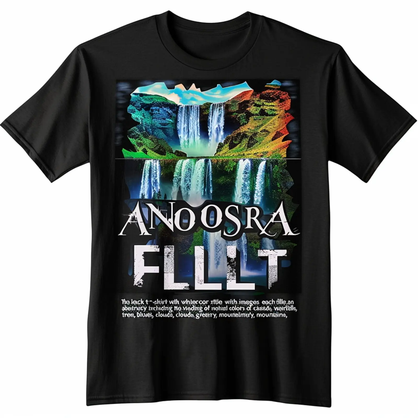 Vibrant Nature Watercolor TShirt Anosara Falls Concept Art Cascades