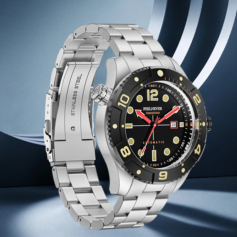 FeelNever Top Brand Luxury Mechanical Watch Automatic Movement 500M Waterproof 316L Stainless Steel Watches for Men MIYOTA 8215 view 2