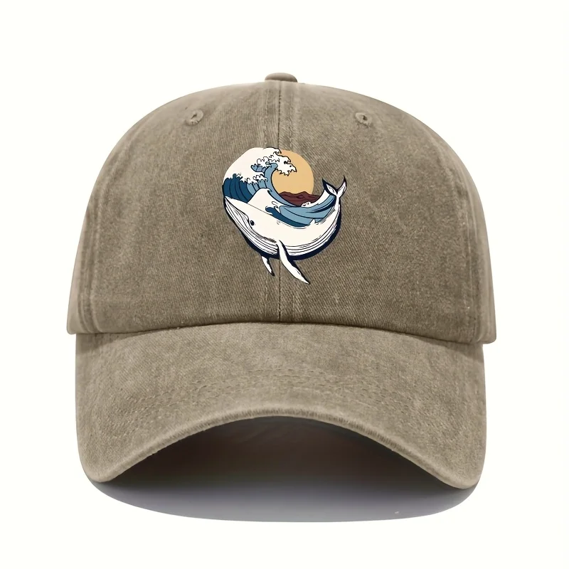 Adjustable baseball caps with surfing and wave patterns for both men and women, suitable for sports and casual wear