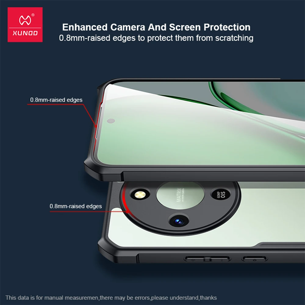 Xundd Etui do Honor X9d 5G X70 Magic 8 Lite, Ochronne etui z poduszką powietrzną, odporne na wstrząsy, z ochroną aparatu, TPU+Akryl, przezroczyste z paskami na tył — zdjęcie produktu 3