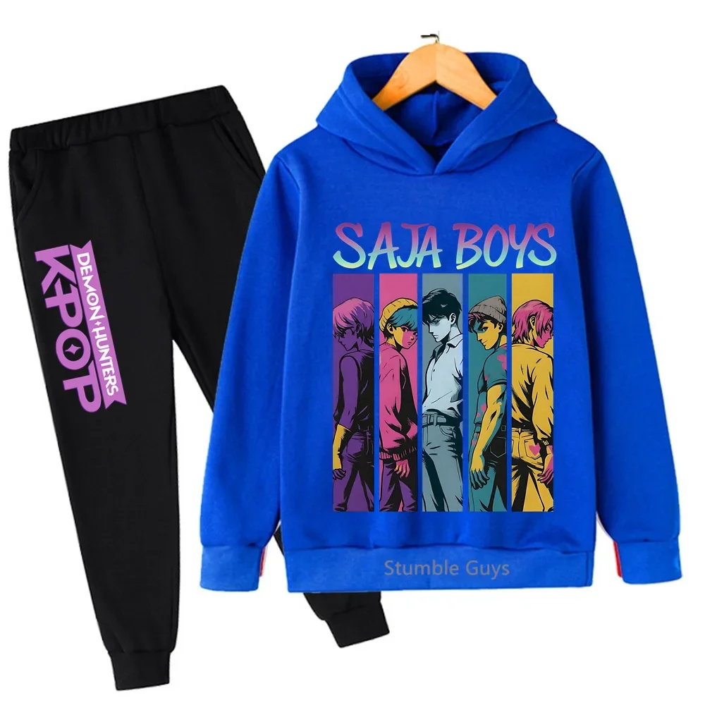 Ensemble sweat à capuche Kpop Demon Hunters pour enfants, vêtements de sport d'automne pour garçons et filles de 3 à 14 ans, tenues décontractées
