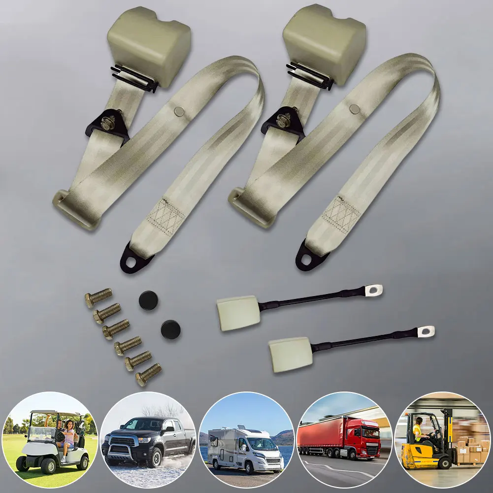 Universal 3 Point Automatic Seat Belt Retractable Lap Adjustable Seat Belt For Car Stopper Spacing Limit Buckle Clip Retainer