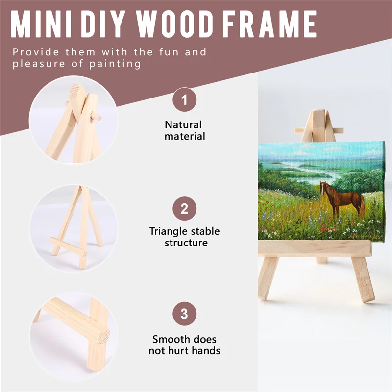 

OFSS-24 Pack Mini Wood Display Easel Wood Easels Set For Paintings Craft Small Acrylics Oil Projects