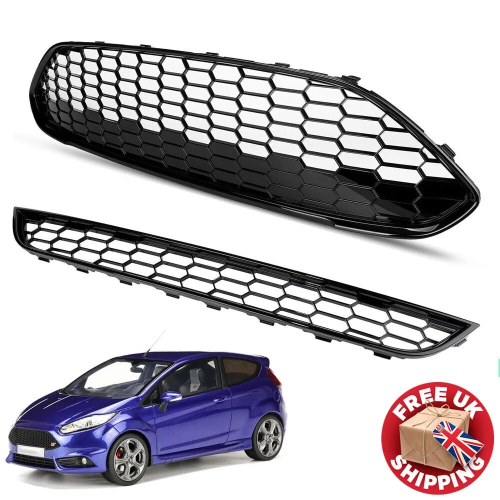 FOR FORD FIESTA MK7 ZETEC S HONEYCOMB FRONT BUMPER GRILLES TOP UPPER & LOWER UK