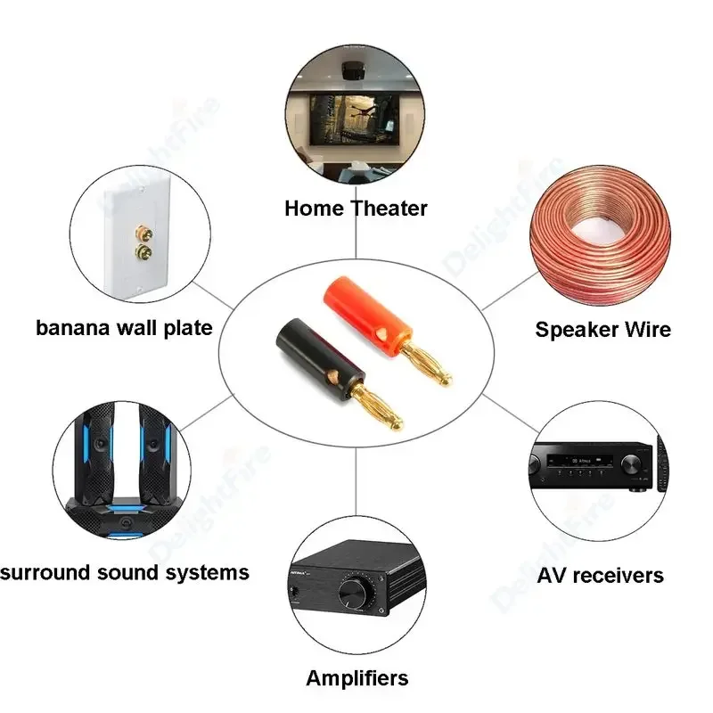 1/5/10 sztuk czerwony czarny głośnik audio wtyk bananowy pozłacane złącze Adapter do dźwięku muzycznego głośnik stereo kabel wzmacniacz DIY