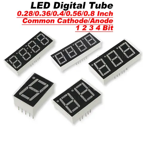 LED Digital Tube 0.28/0.36/0.4/0.56/0.8 Inch Common Cathode/Anode 1 2 3 4 Bit 10 Segment Digital Bar Chart Red Yellow Green Blue