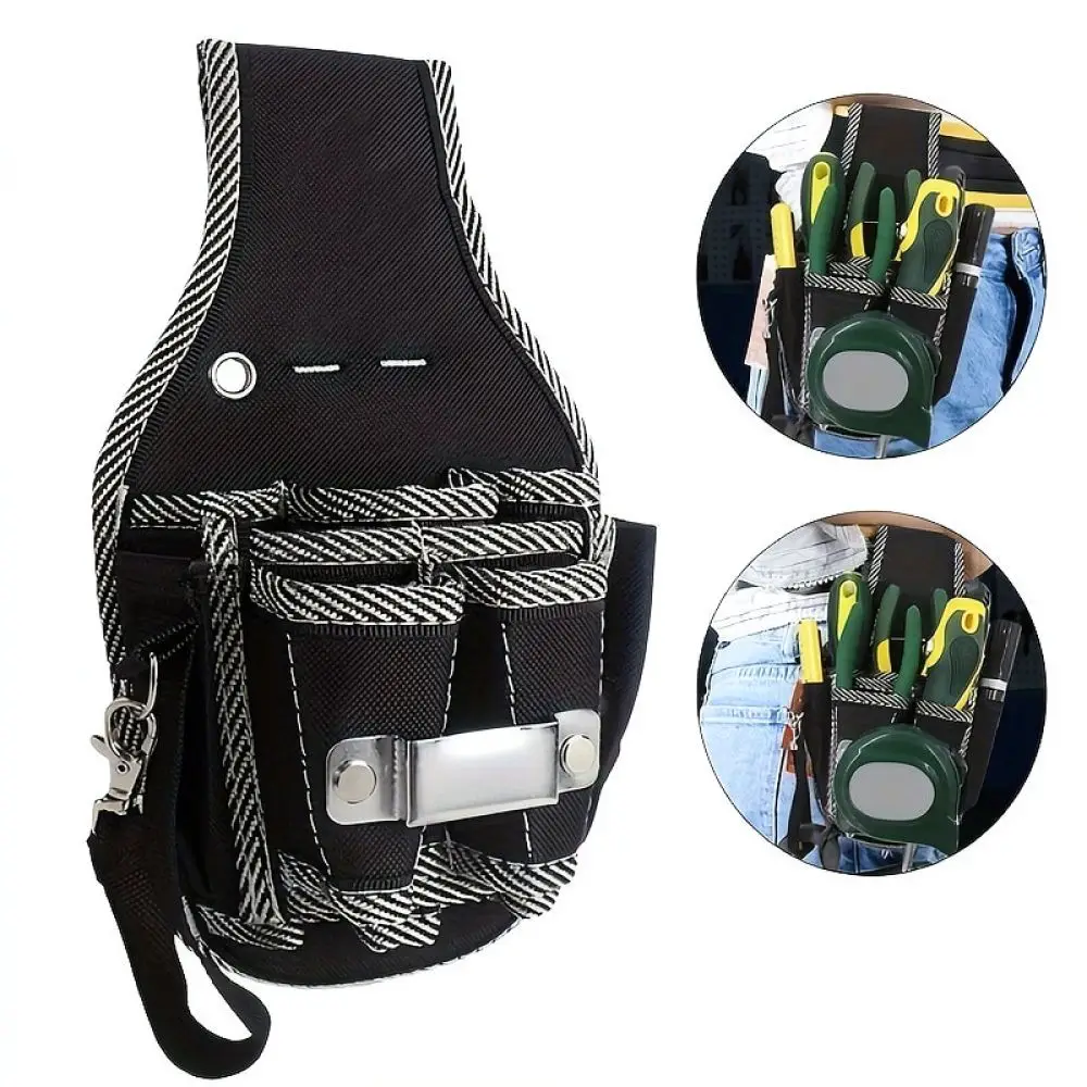 Durable Canvas Tool Pouch Electrician Waist Bag Heavy Duty Work Belt Storage Organizer Portable Repair Utility Holder