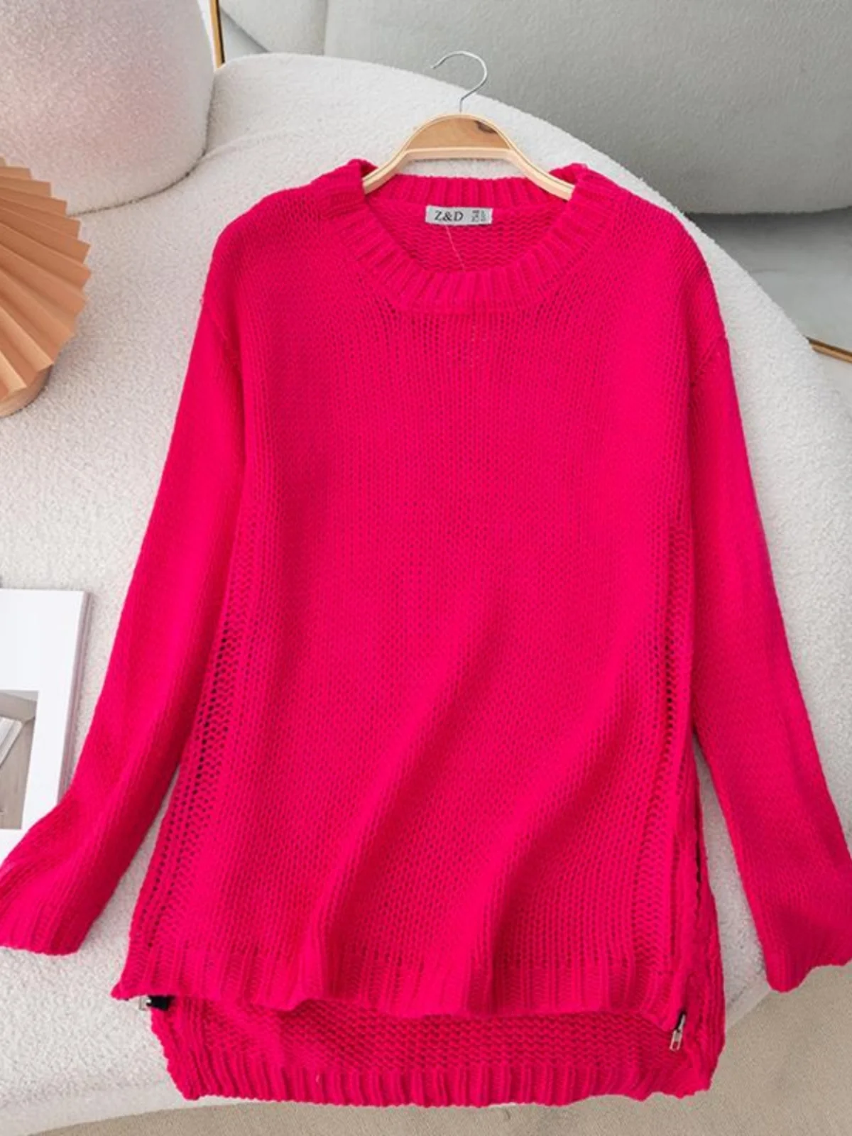 Women's Autumn Winter Overhead Knitwear Long Sve round Ne Pure Color Innerwear Outerwear irt College Sle Street Faion