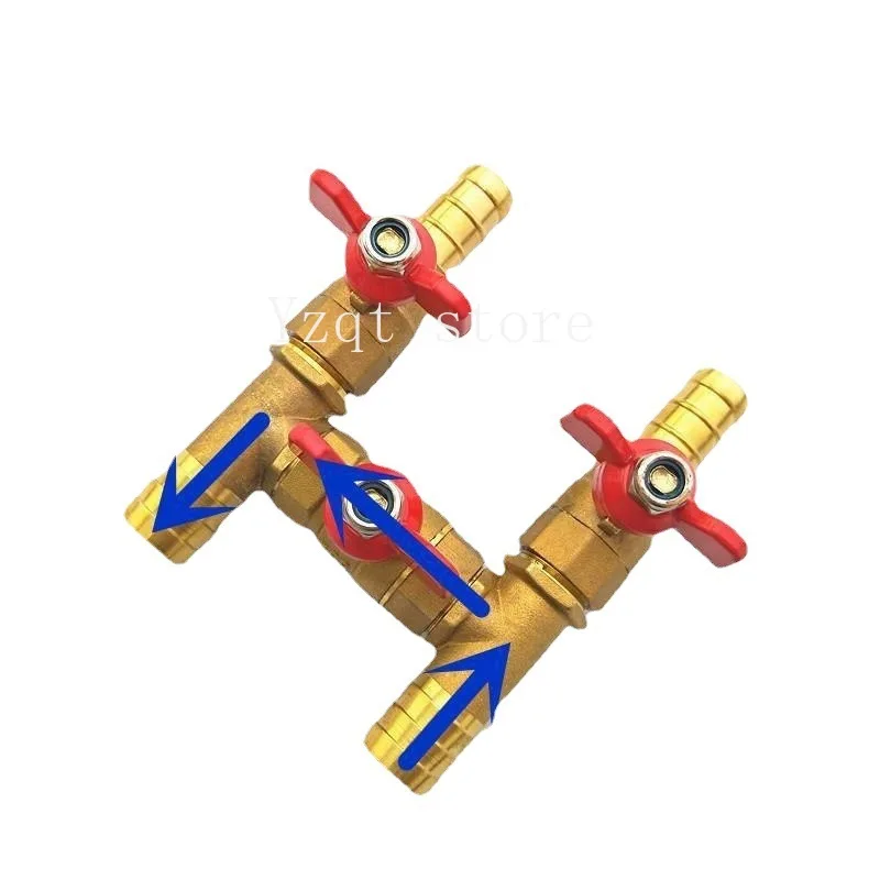 Automobile heater valve Four-way H-type water valve, all-copper switch valve, hose pagoda interface 16 19mm