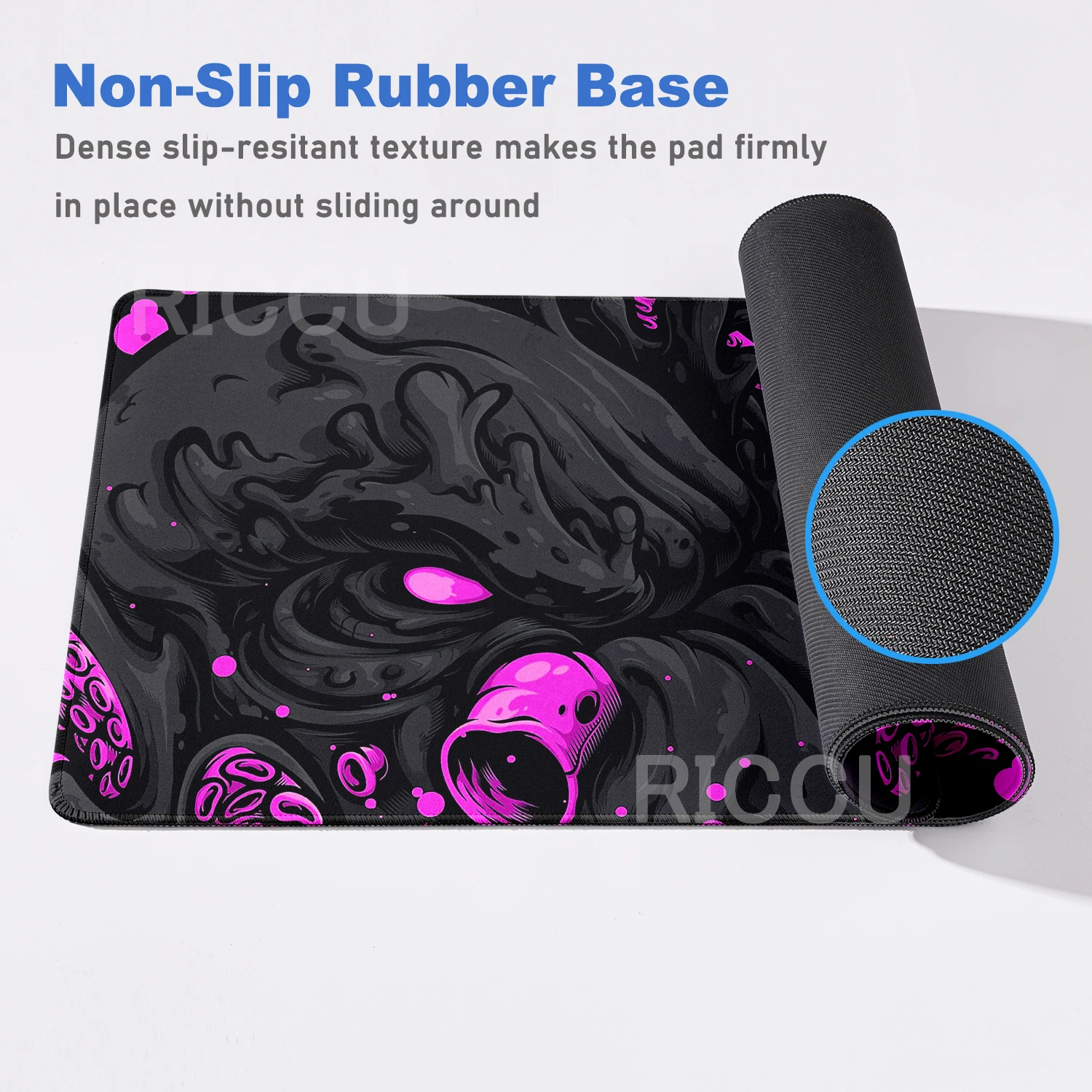 HD Art Octopus Mousepad Large Gaming Keyboard Mouse Mat Rubber Mouse Pad Purple Deskpad Black Mousemat Extended Tablemat 900x400
