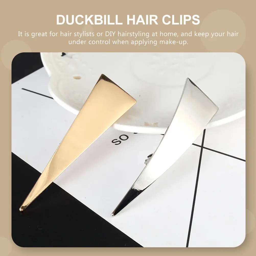 

2Pcs Exquisite Triangle Hair Barrettes Duckbill Clips Non Pull Lightweight Compact Hairdressing Clamps for Women Girls Styling