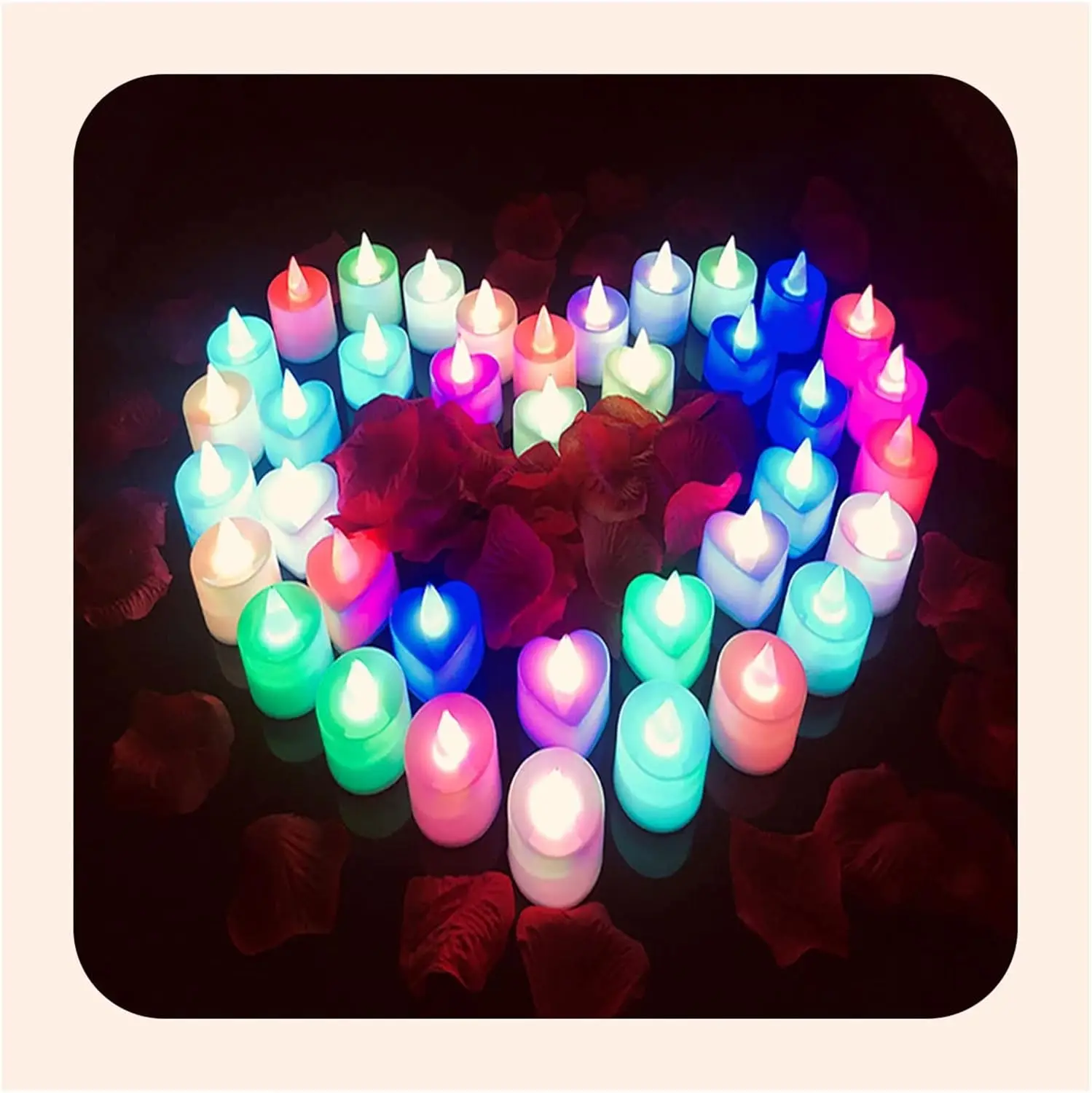 Criativo colorido LED Candles Lights, Luzes decorativas do partido, Love Candle Lamp, Decoração ao ar livre romântica, 24pcs