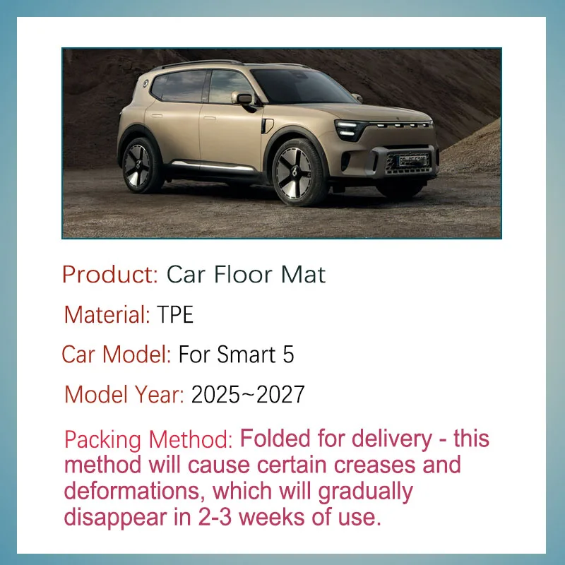 TPE Car Floor Mat For Smart 5 HY11 2025 2026 2027 Anti-dirty Pads Foot Covers Right Left Right Hand Driver Rugs Auto Acesssories