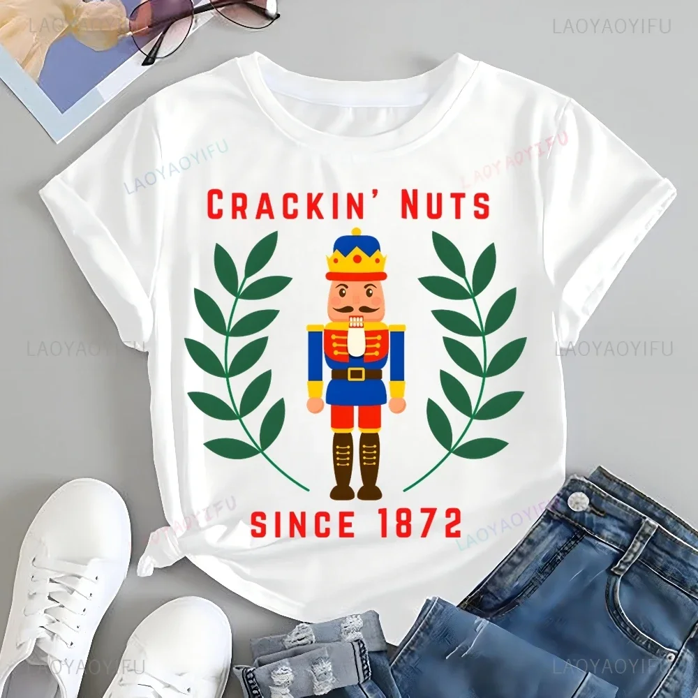 CRACKIN' NUTS SINCE 1872 Nutcracker Soldier Print T-shirt Top Nutcracker Trend Short Sleeve Unisex Shirt Pattern Large T-shirt